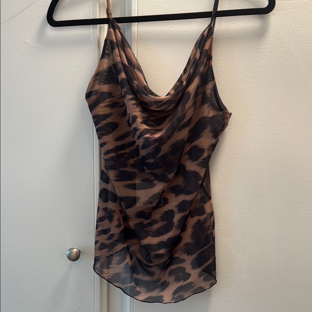 NWT Zara Mesh Cowl Next Leopard top